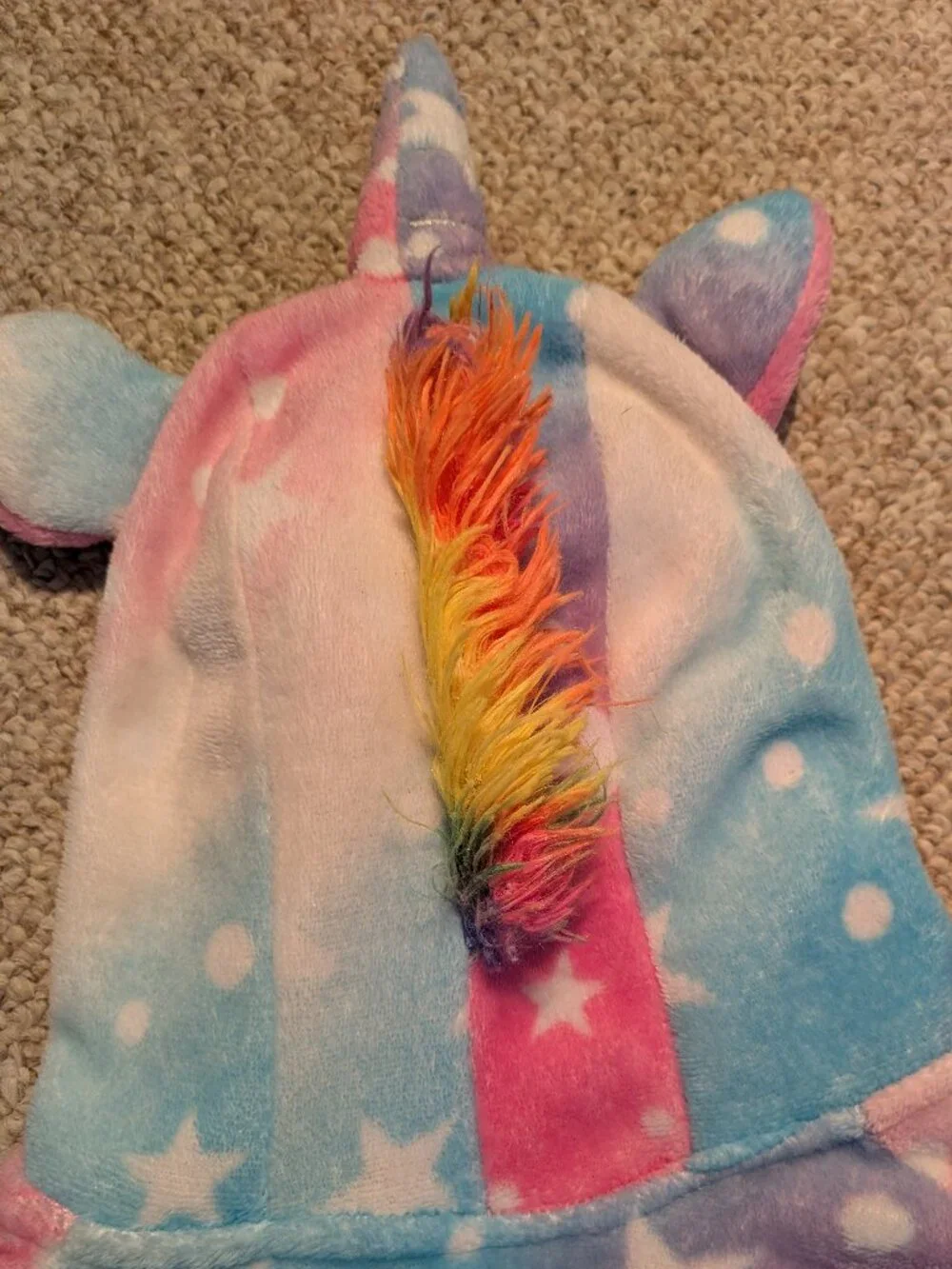 Unicorn robe and slippers size 4-5. Pink blue stars
